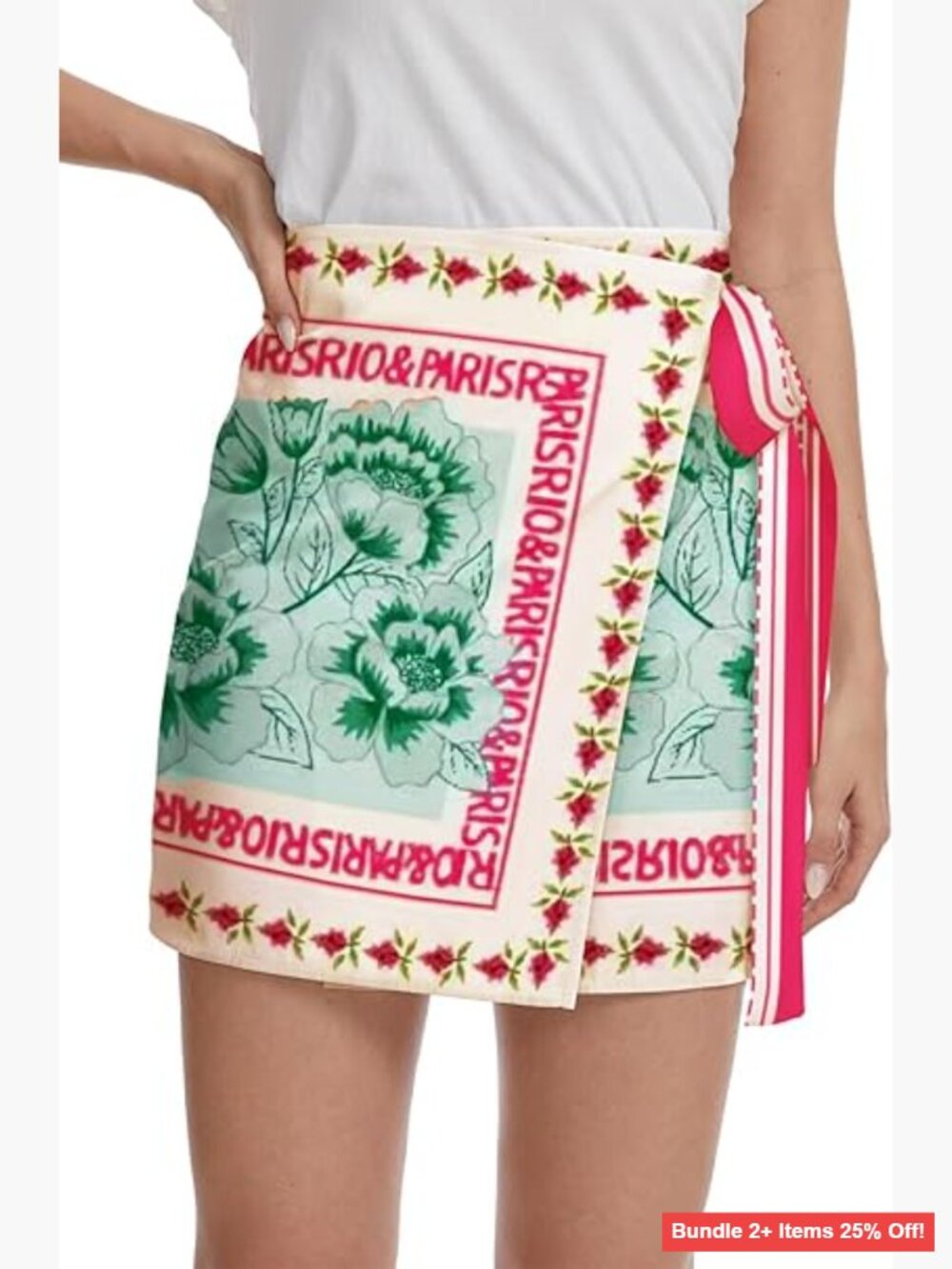 Floral Print Wrap Mini Skirt High Waisted A-Line Boho Summer Casual